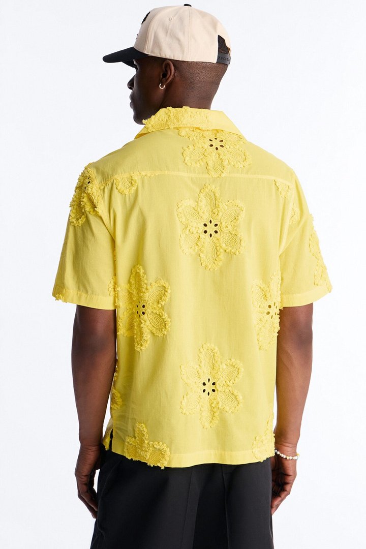 Dusty Bloom Cuban Collar Shirt - Mustard