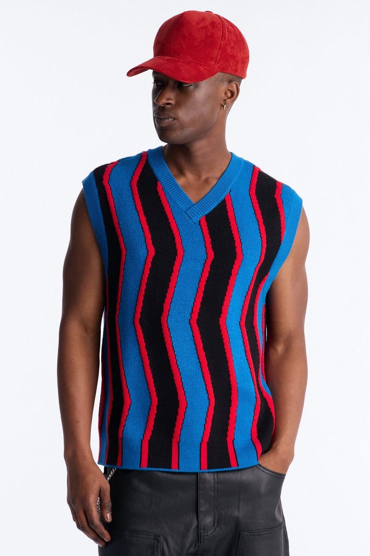After Midnight Flame Sweater Vest - Blue