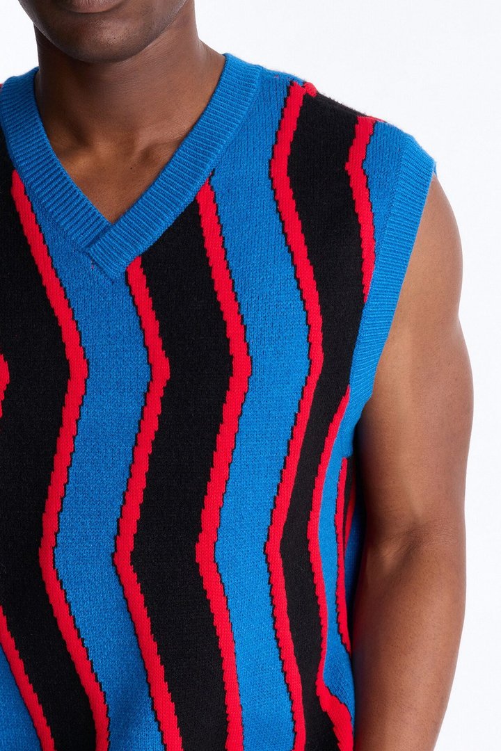 After Midnight Flame Sweater Vest - Blue