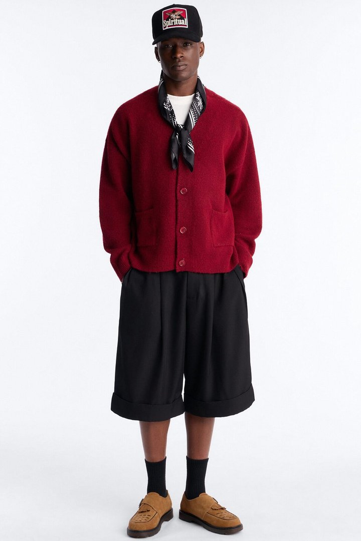 Cropped Harbor Ash Cardigan - Burgundy