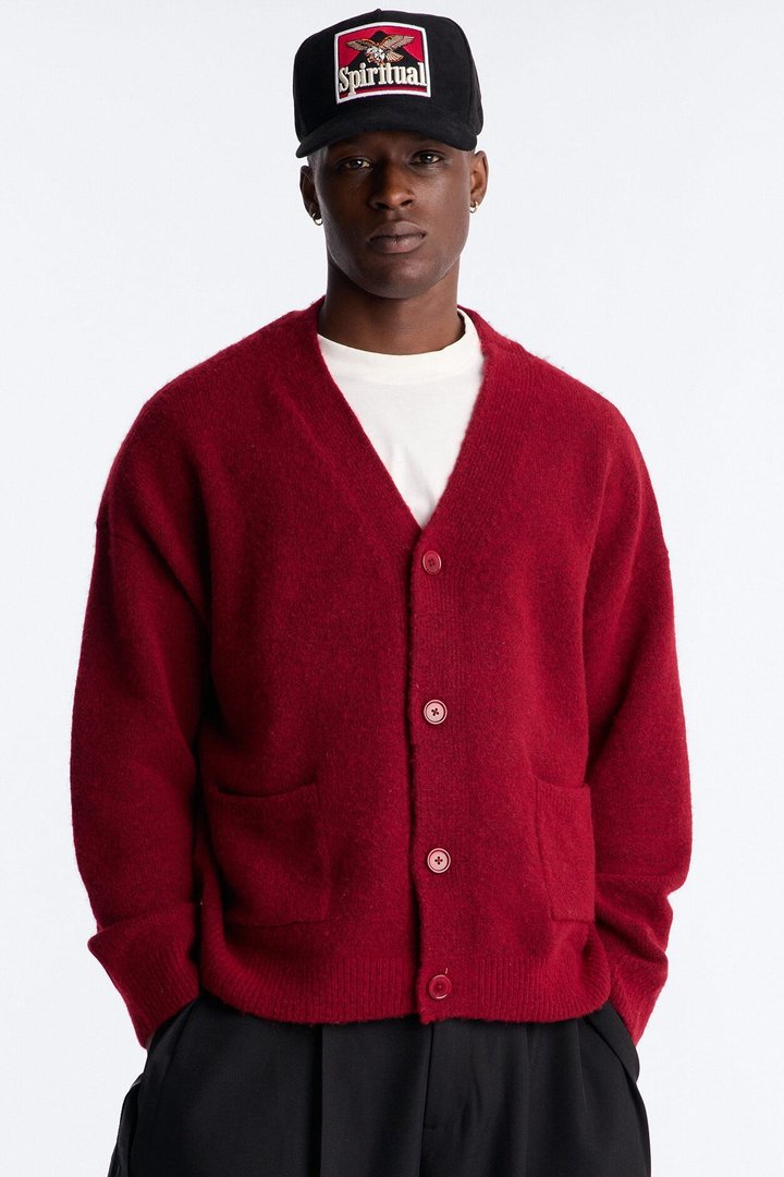 Cropped Harbor Ash Cardigan - Burgundy