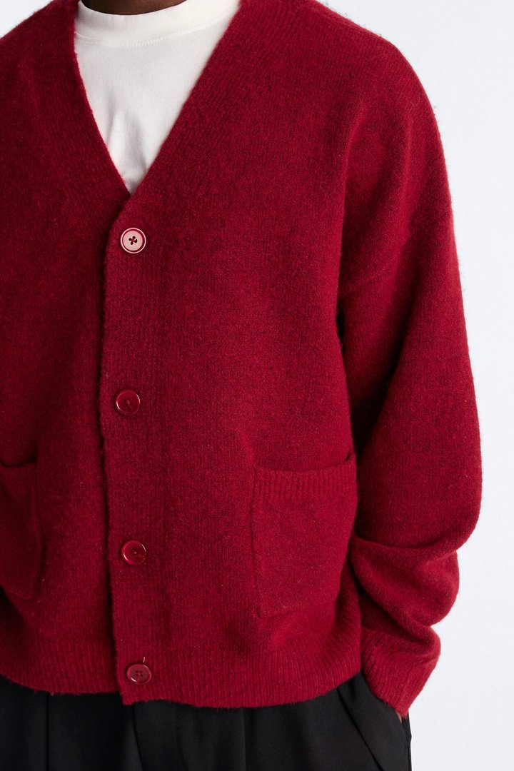 Cropped Harbor Ash Cardigan - Burgundy