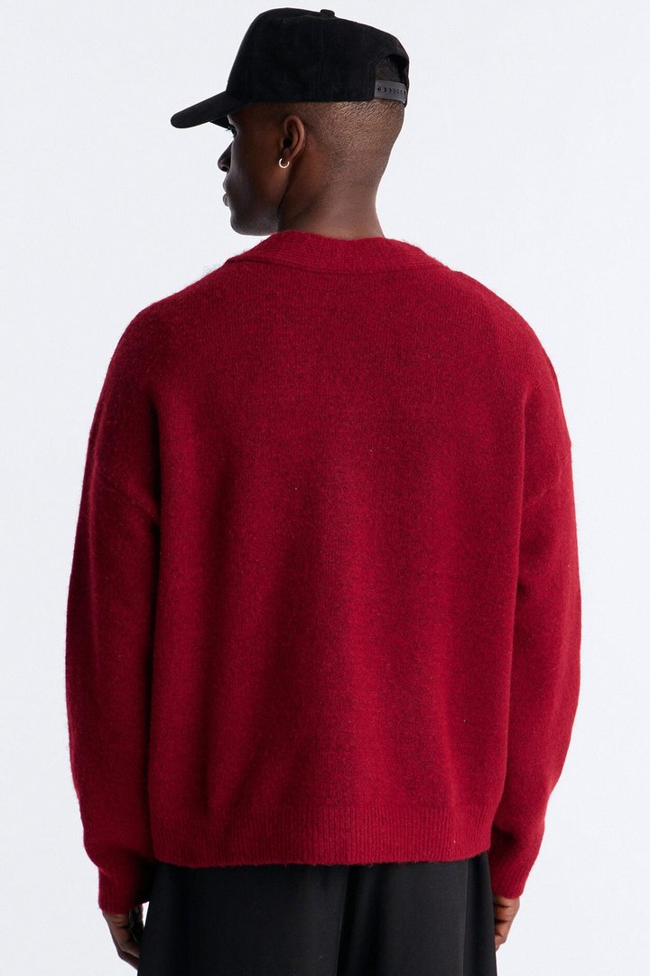 Cropped Harbor Ash Cardigan - Burgundy
