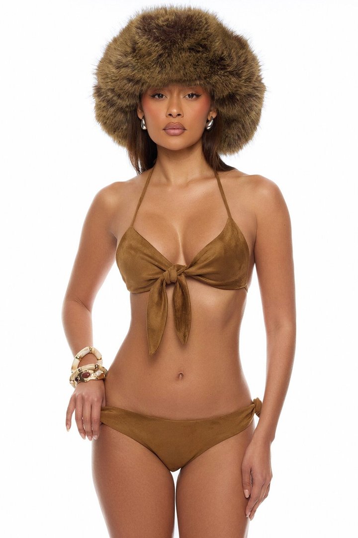 Desert Living 3 Piece Suede Sunsuit Set - Brown