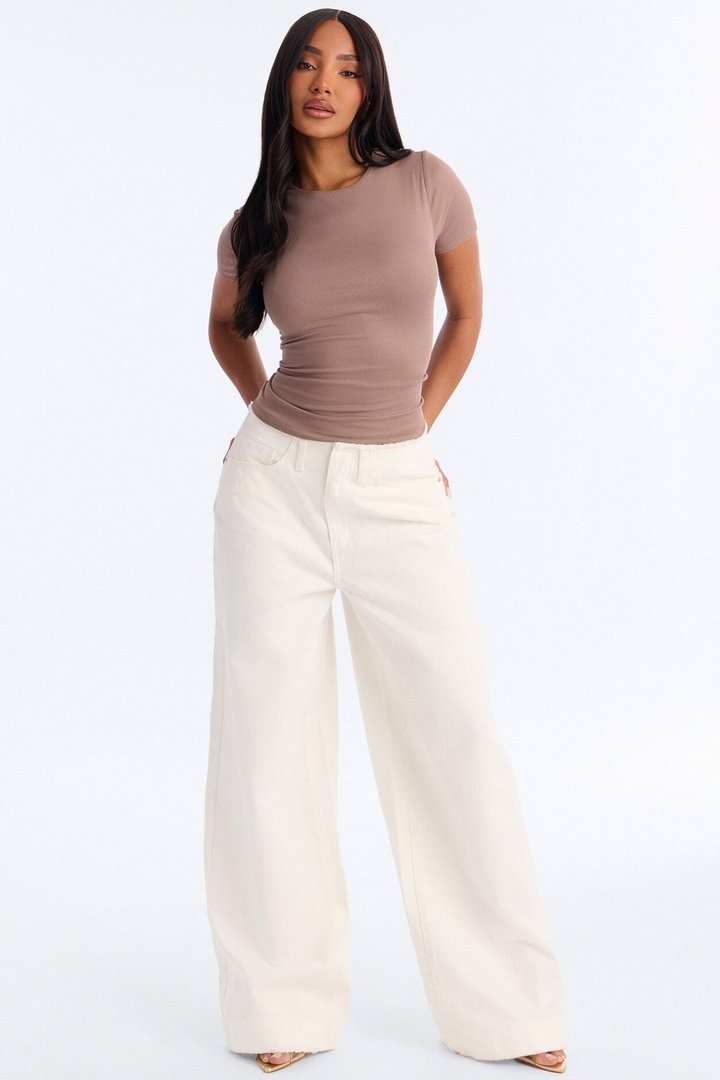 Chloe Crew Neck Short Sleeve Tee - Taupe