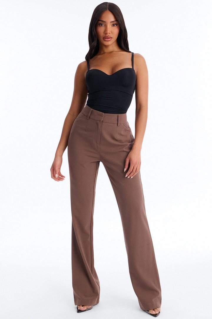 Tasha Dressy High Rise Pants - Caffe