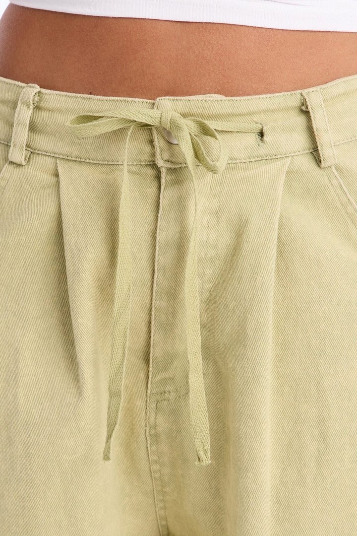 Georgie Washed Twill Barrel Leg Pant 33″ - Green