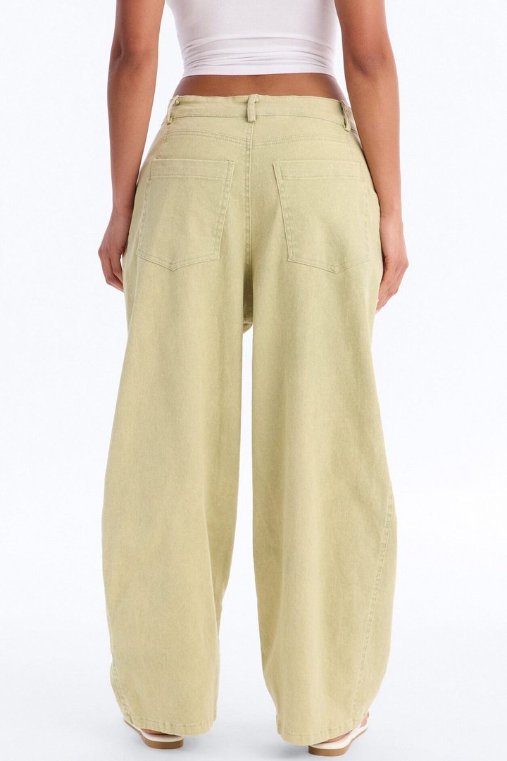 Georgie Washed Twill Barrel Leg Pant 33″ - Green