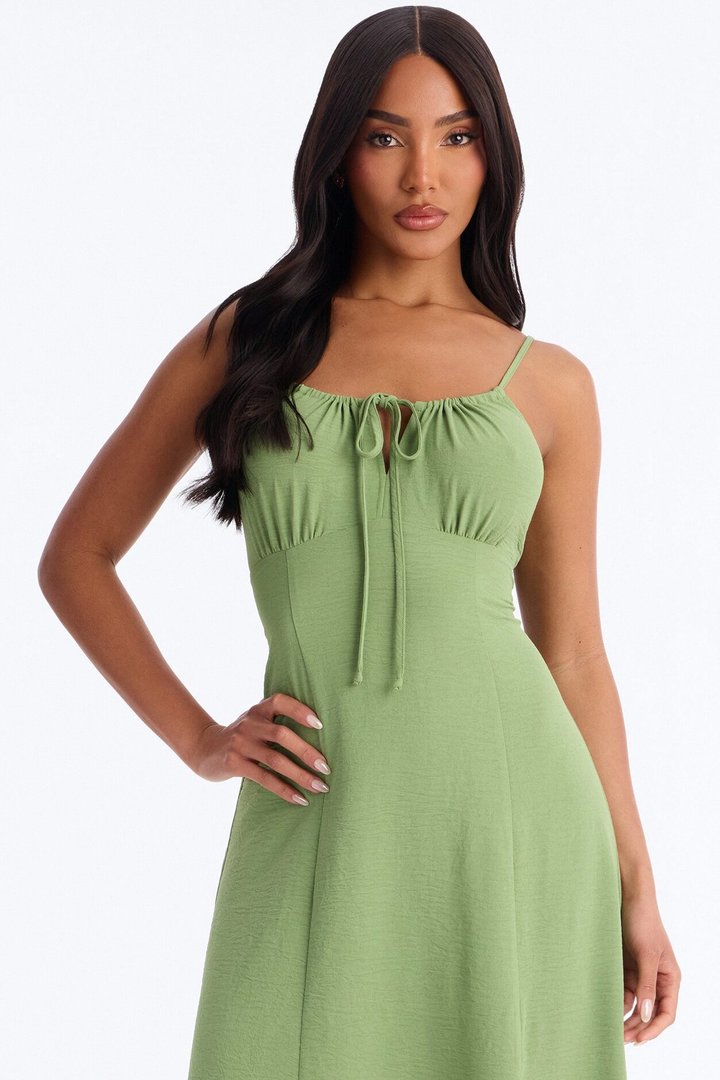 Lysandra Sleeveless Airflow Maxi Dress - Olive
