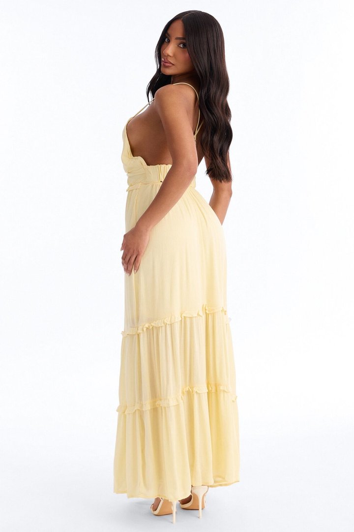 Simone Chiffon Maxi Dress - Yellow