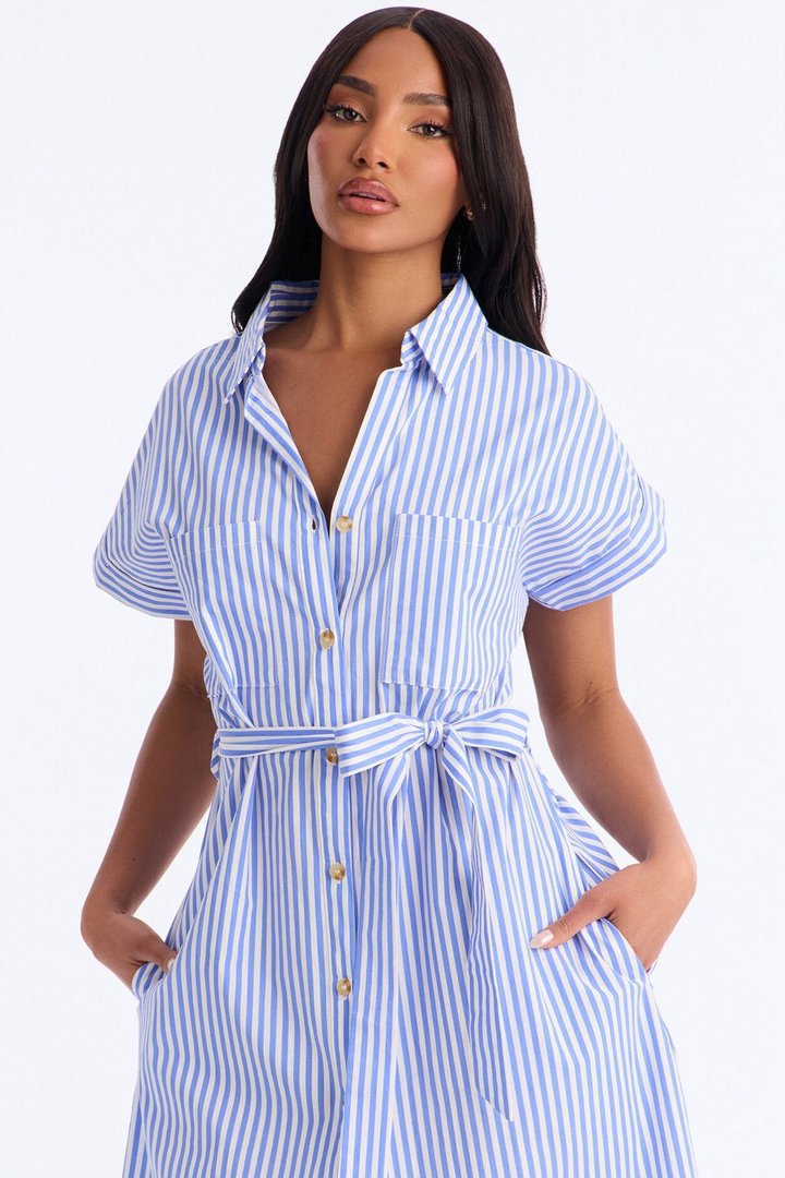 Easy Breezy Maxi Shirt Dress - Blue/combo
