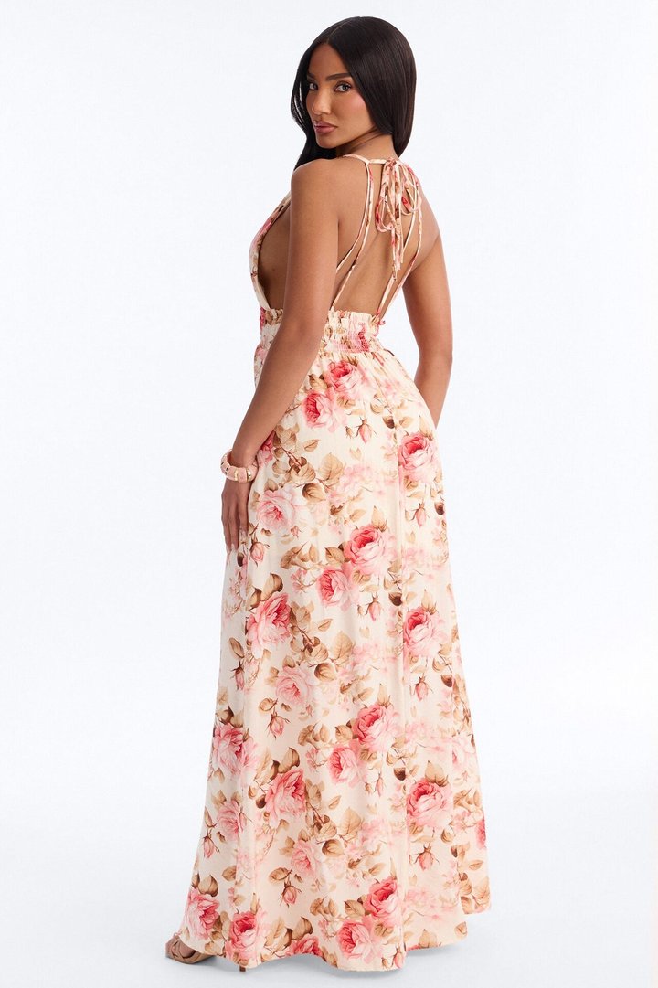 Maisie Smocked Maxi Dress - Pink/combo