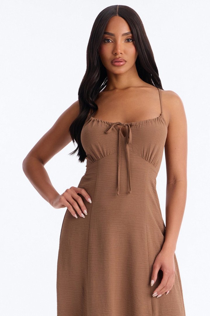 Sadie Sleeveless Airflow Maxi Dress - Brown
