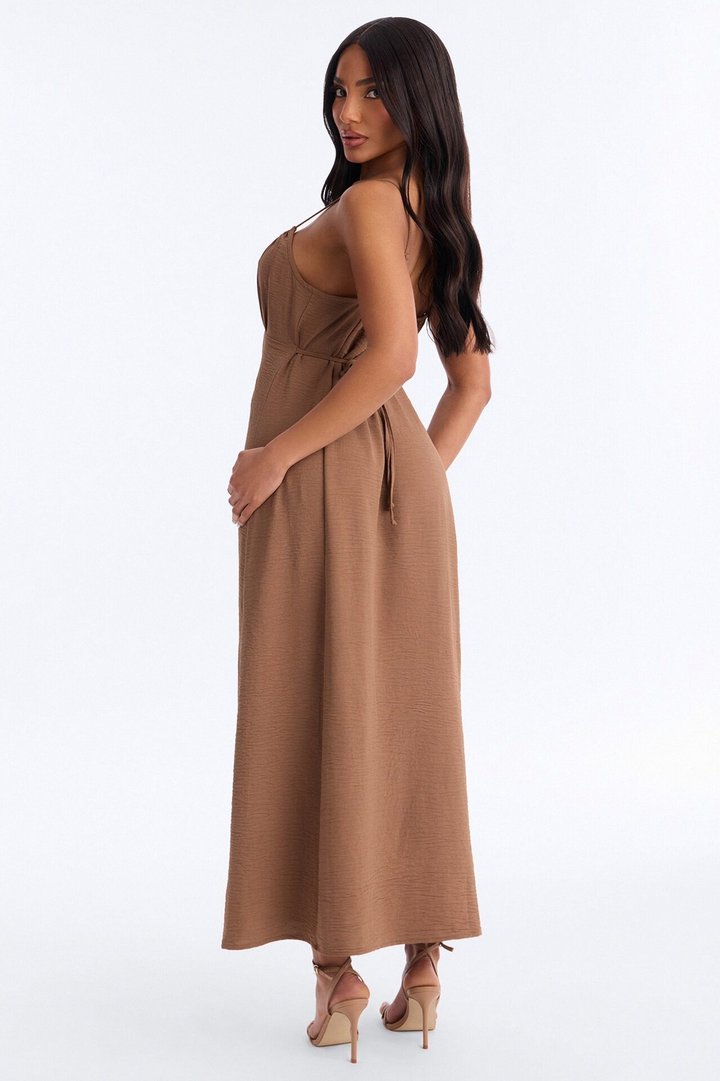 Sadie Sleeveless Airflow Maxi Dress - Brown