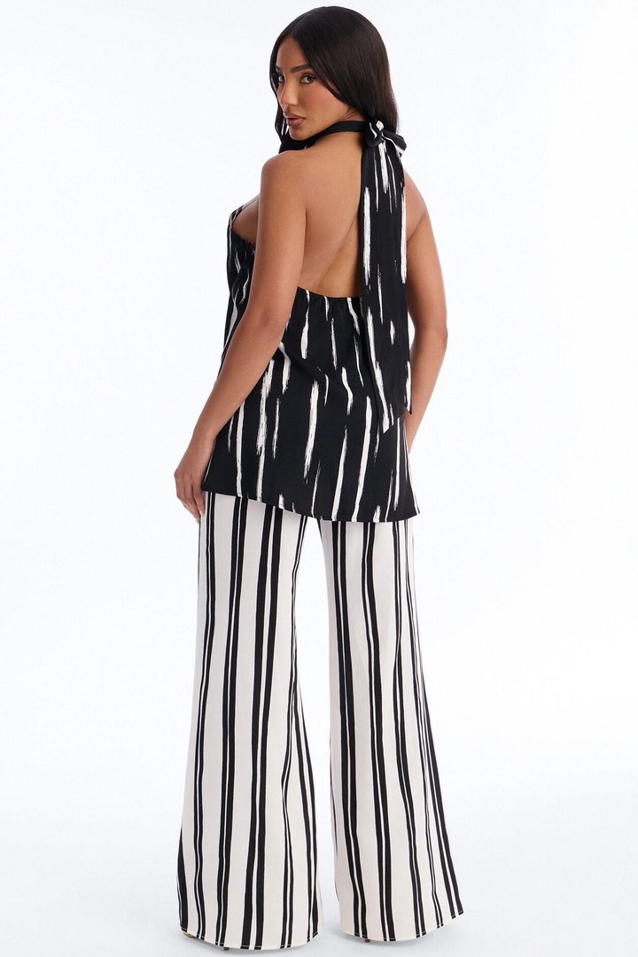 Mariyah Striped Wide Leg Jumpsuit - Black/White