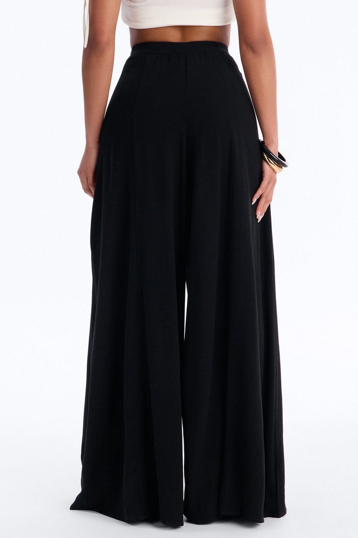 Aubrey High Rise Linen Wide Leg Pant 33″ - Black