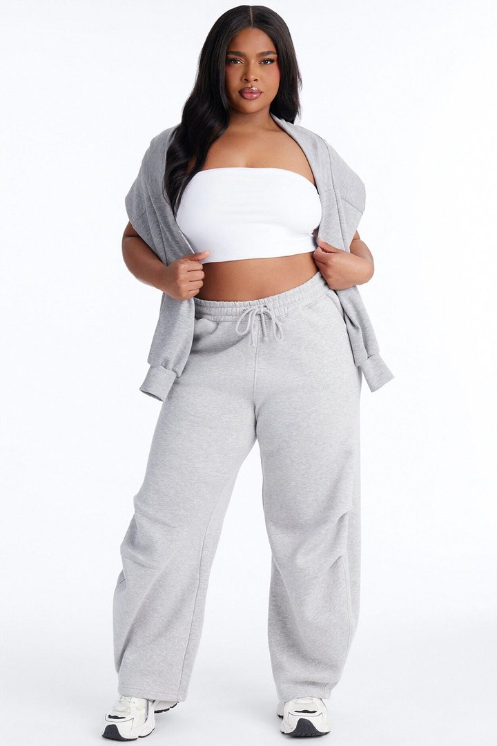 Brooke Fleece Baggy Barrel Sweatpants - Heather Grey
