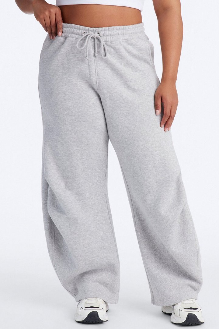 Brooke Fleece Baggy Barrel Sweatpants - Heather Grey