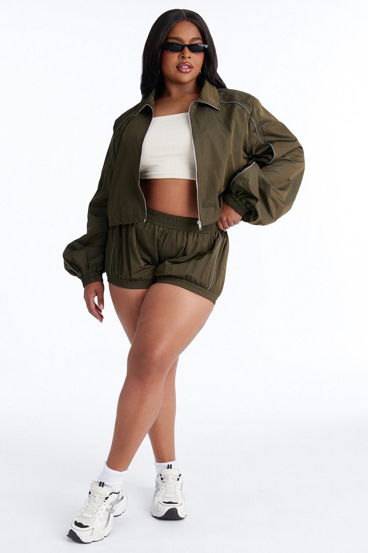 Make A Move Windbreaker Bloomer Shorts - Olive