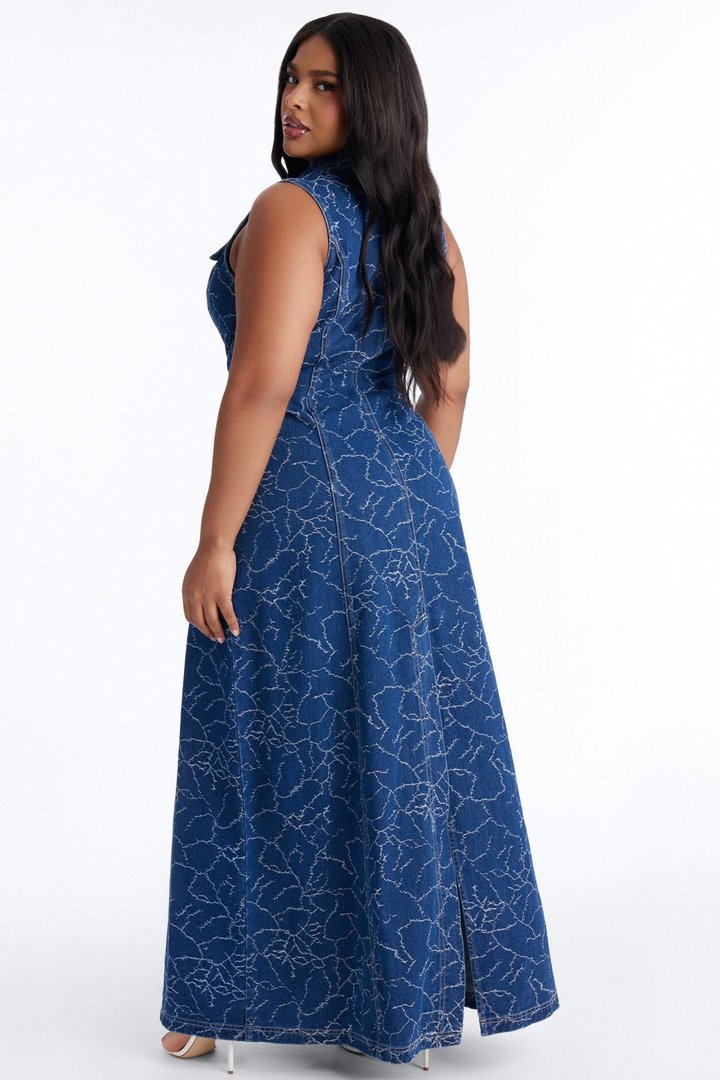 Safiya Denim Maxi Dress - Dark Wash