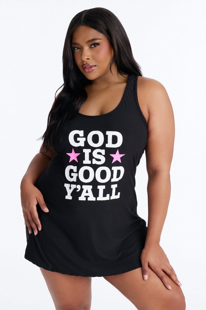 God Is Good PJ Sleep Dress - Black/combo