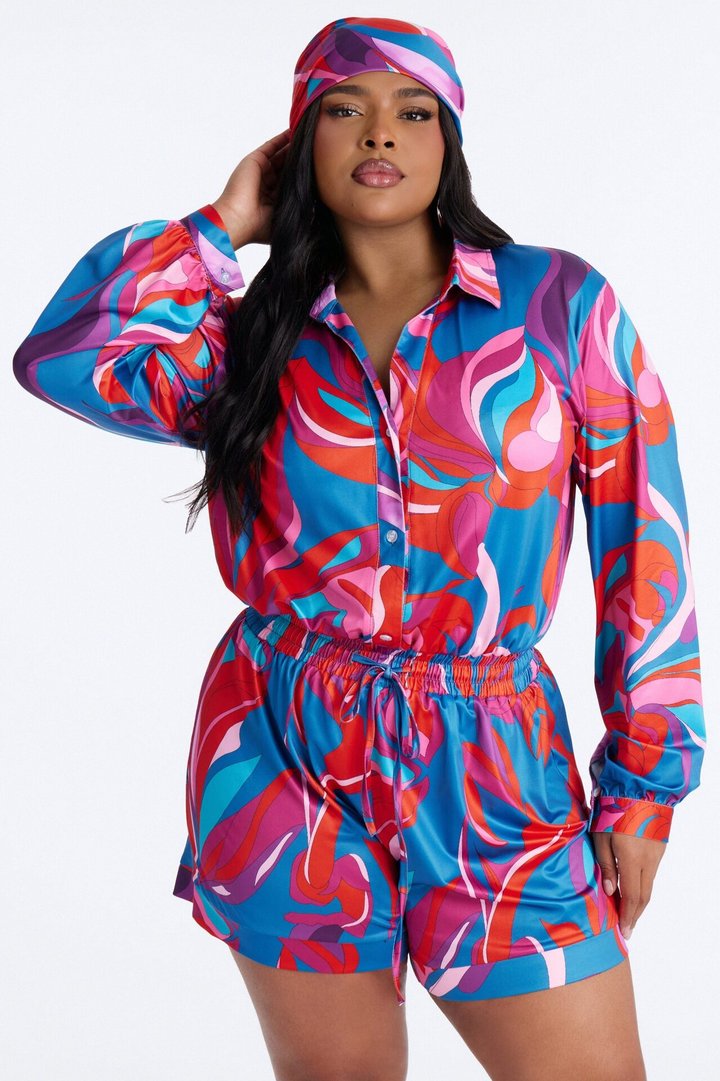 Cara Long Sleeve 2 Piece Romper Set - Pink