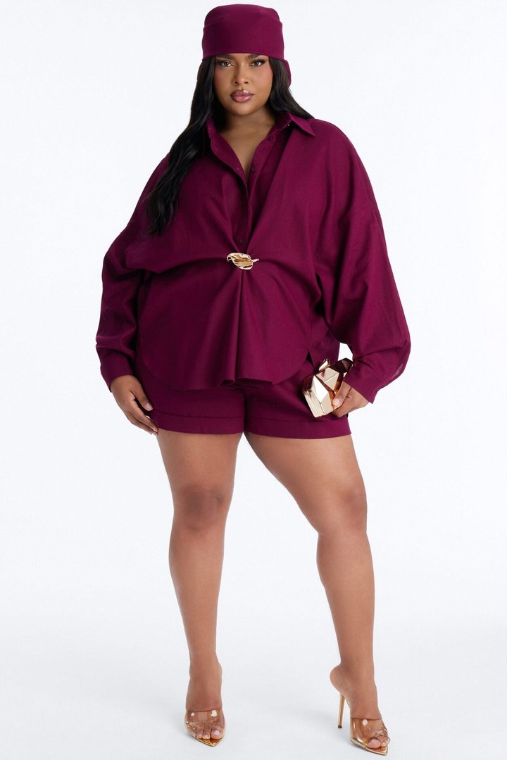 Dahlia 3 Piece Short Set - Plum