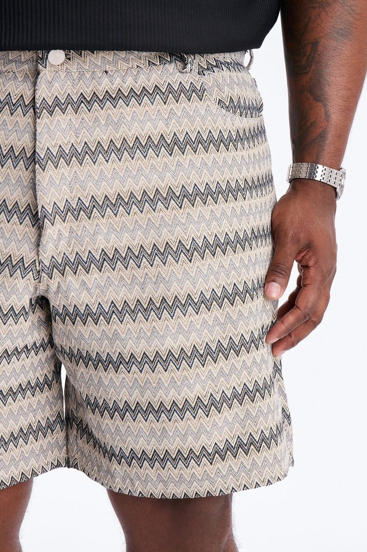 Relaxed Chevron City Textured Short - Cream