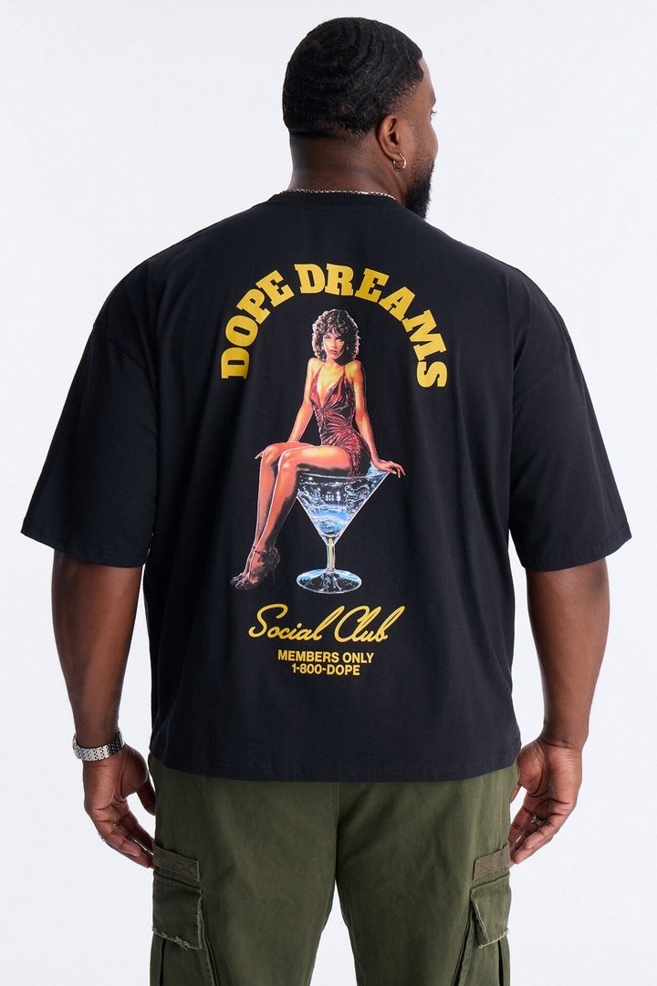 Dope Dreams Social Club Boxy Short Sleeve Tee - Black