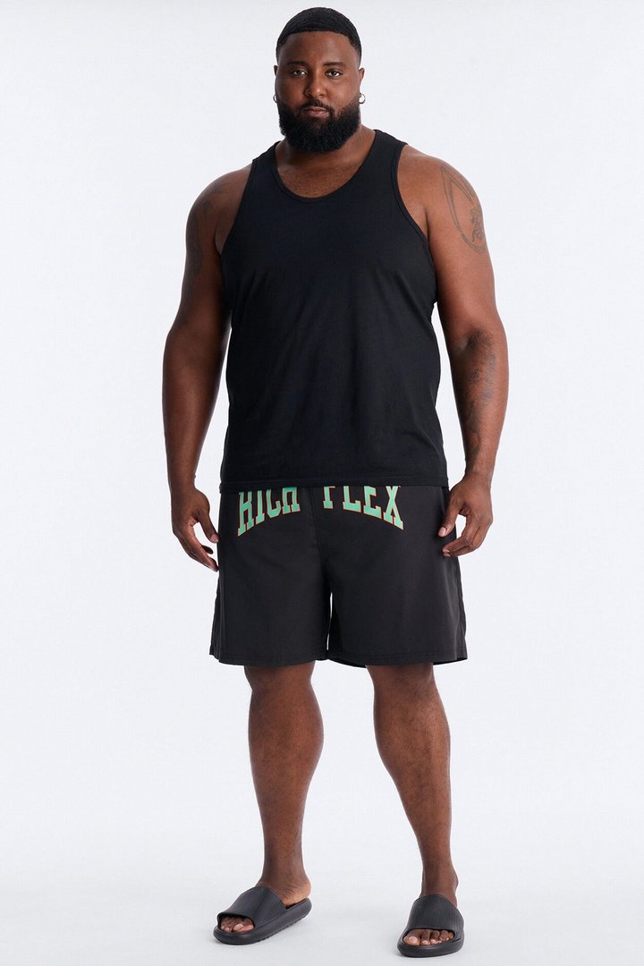 Rich Flex Swim Trunk 7″ - Black/Green