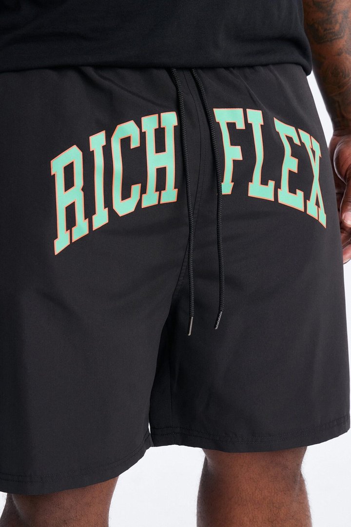 Rich Flex Swim Trunk 7″ - Black/Green