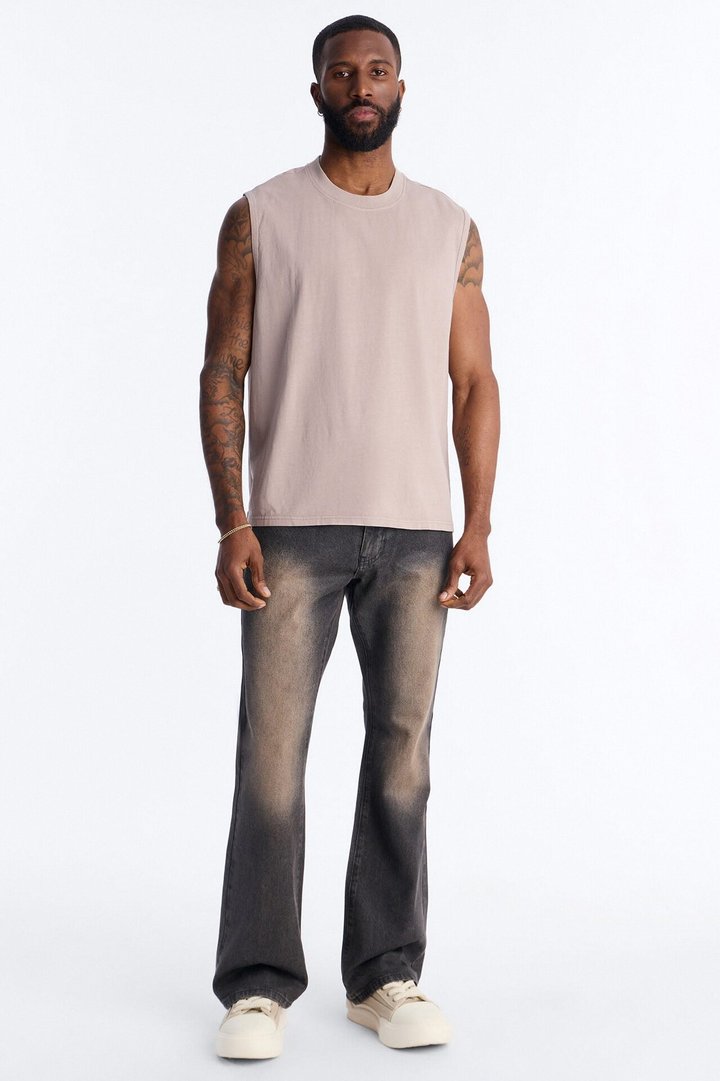 Cropped Muscle Tee - Taupe