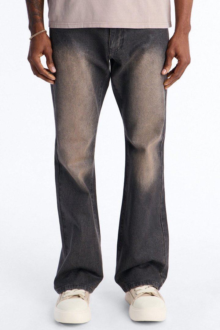 Stacked Slim Flare Waxed Stealth Jean - Black Wash