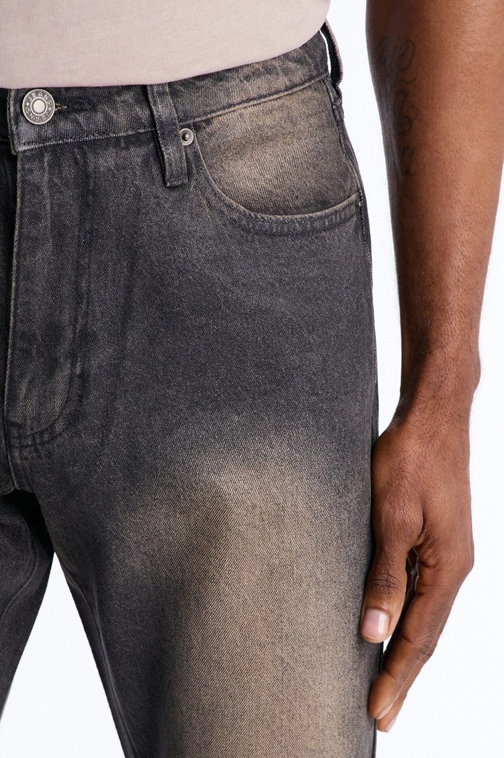 Stacked Slim Flare Waxed Stealth Jean - Black Wash