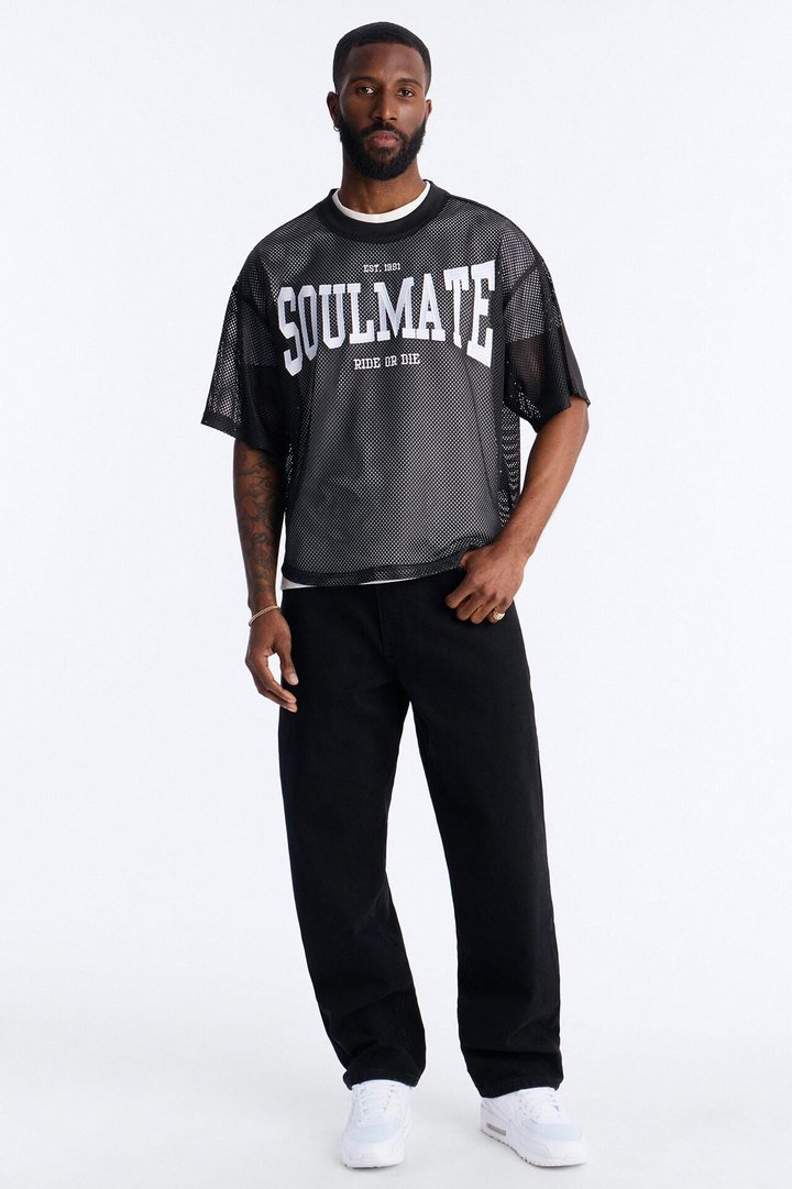 Soulmate Open Hole Mesh Top - Black