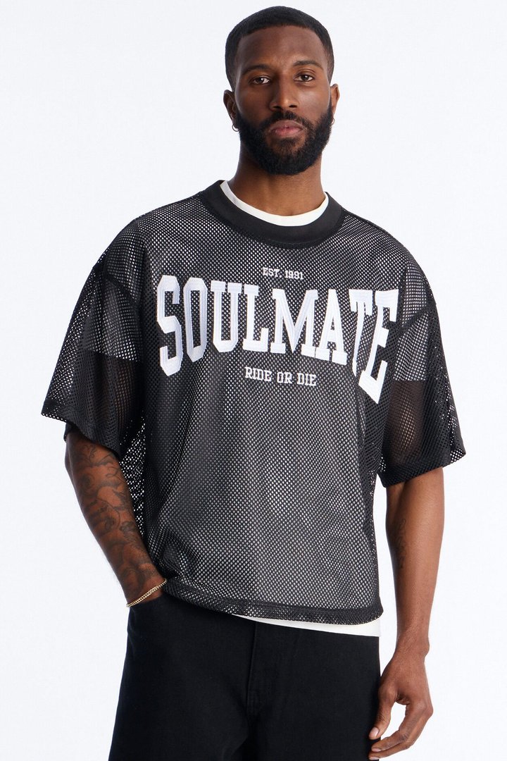 Soulmate Open Hole Mesh Top - Black