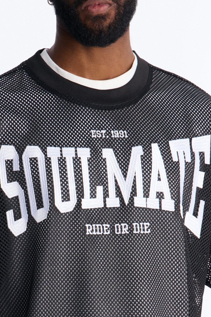 Soulmate Open Hole Mesh Top - Black
