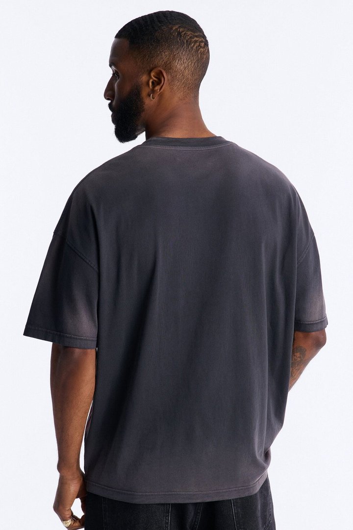 Flaming Outline Short Sleeve Tee - Black