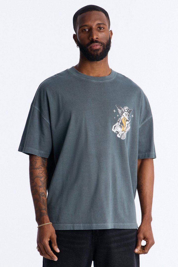 Protect Your Money Flow Oversized Short Sleeve Tee - Grey