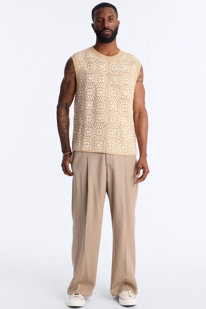 Square One Sweater Vest - Tan/Multi