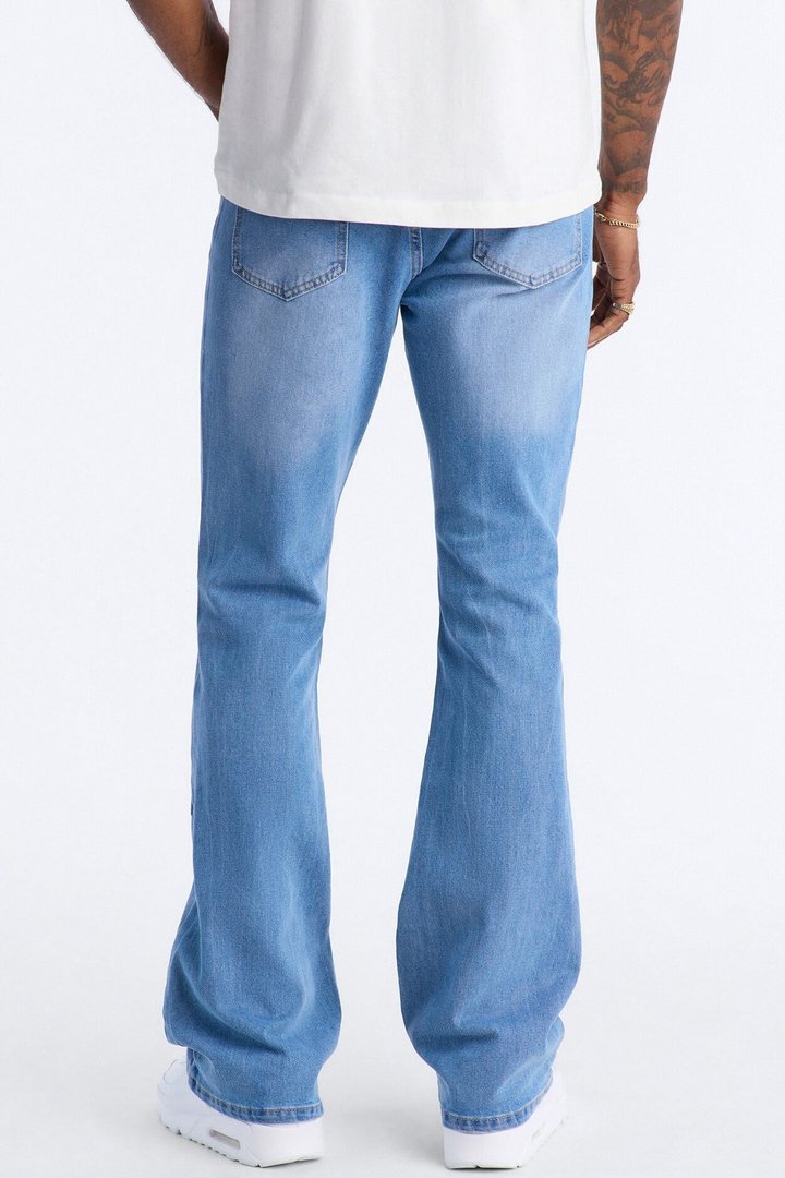 Stacked Slim Flare Embossed Supernova Jeans - Medium Blue Wash