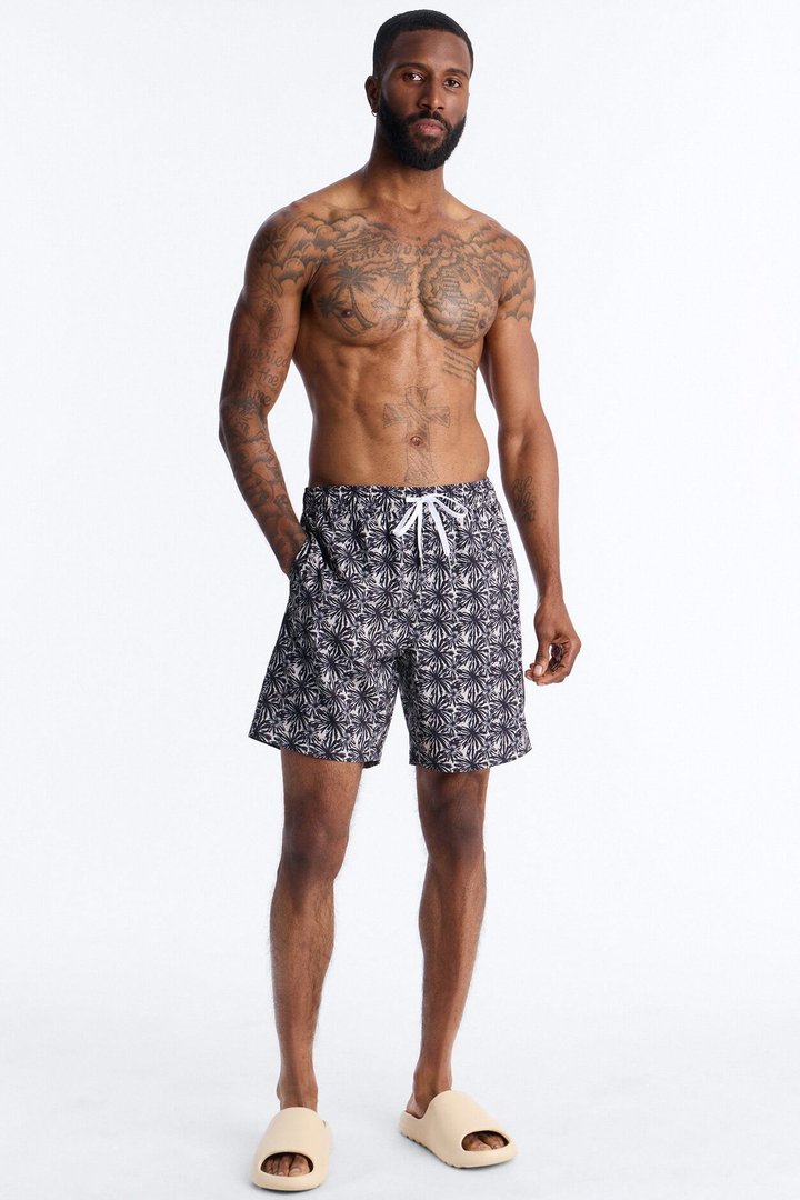Abstract Savanna Floral Swim Trunk 7″ - Sand