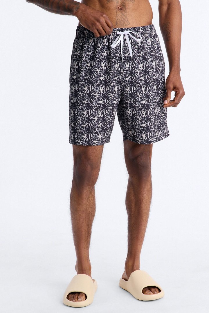Abstract Savanna Floral Swim Trunk 7″ - Sand