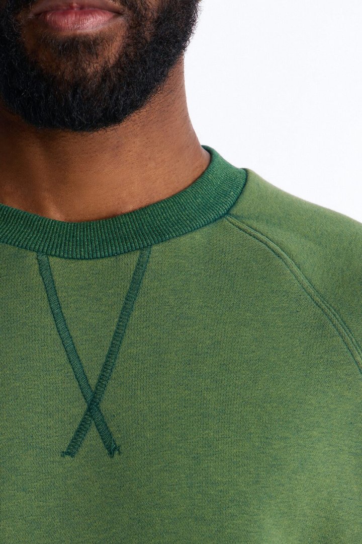 Washed Raw Edge Oversized Tee - Green