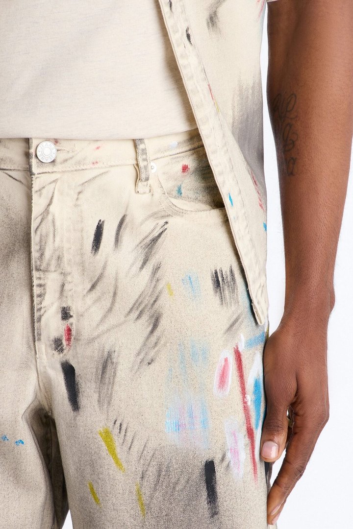 Baggy Hope Street Splatter Denim Short - Cream