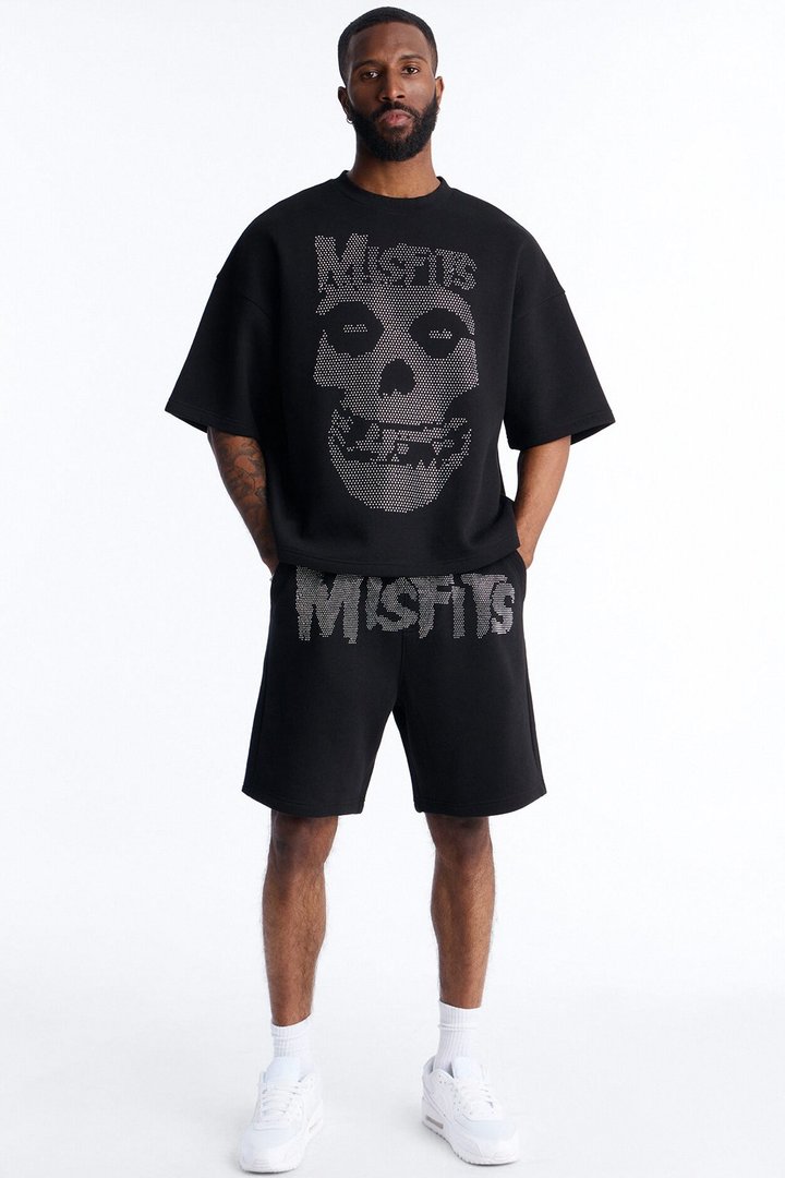 MIsfits Rhinestone Relaxed Sweatshorts - Black