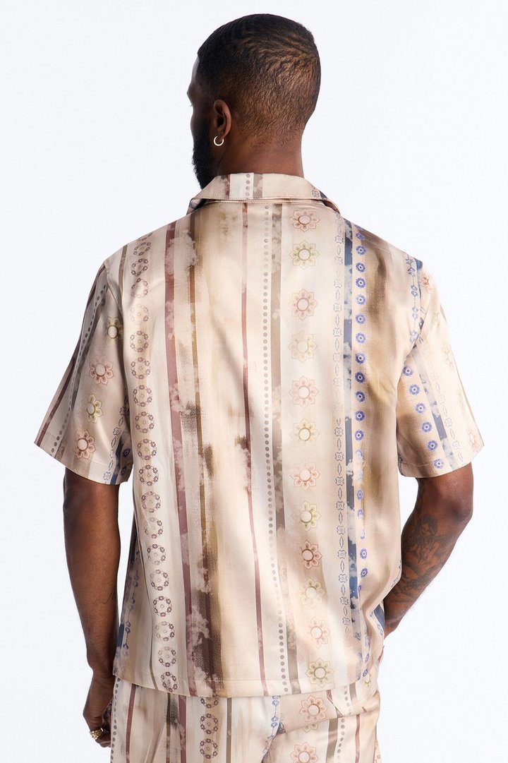 Rosewood Cuban Collar Button Up Shirt - Brown