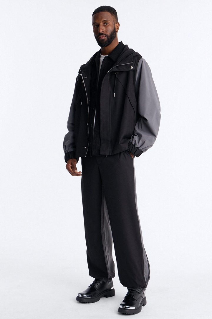 Oversized Montalvo Mixed Worlds Shirt Jacket - Black