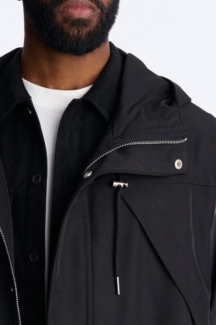 Oversized Montalvo Mixed Worlds Shirt Jacket - Black