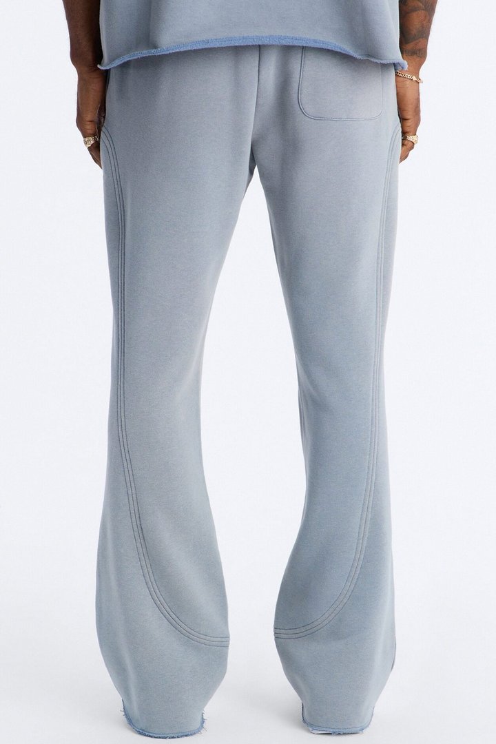 Washed Raw Edge Flare Sweatpant - Slate Blue